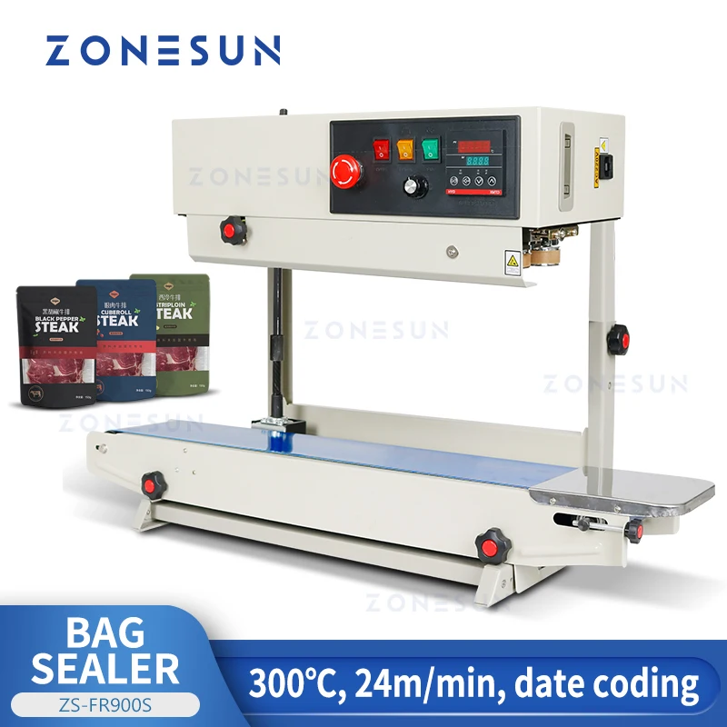 

ZONESUN ZS-FR900S Automatic Bag Sealer Plastic Packet Aluminum Foil Doypack Sealing Machine Date Coding Printer Batch Number