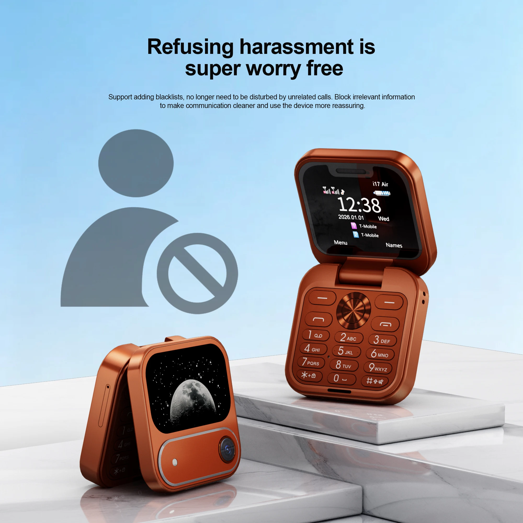 SERVO i17 AIR Mini Foldable Mobile Phone 2G GSM 1.77" Display Magic Voice Speed Dial FM Radio 2 SIM Card Small Square Cellphones