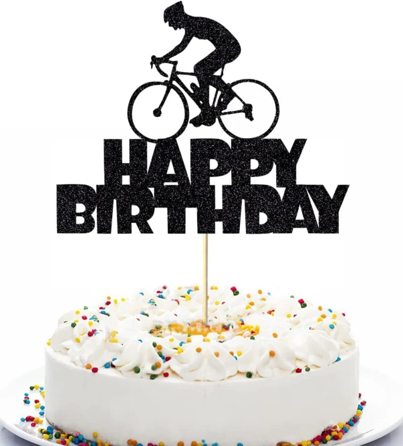 Description Picture 4 of itemMotorcycle Cake Topper Kids Man Boys Happy Birthday Black Bicycle Cupcake Toppers Wedding Decoration Party Baking Supplies DIY