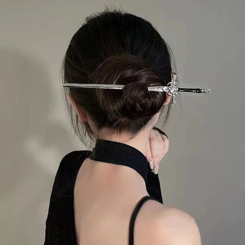 여성용 빈티지 펑크 금속 소드 머리핀, 중국 간단한 소드 헤어 스틱, DIY 헤어 스타일 디자인 도구 액세서리, 직송 6