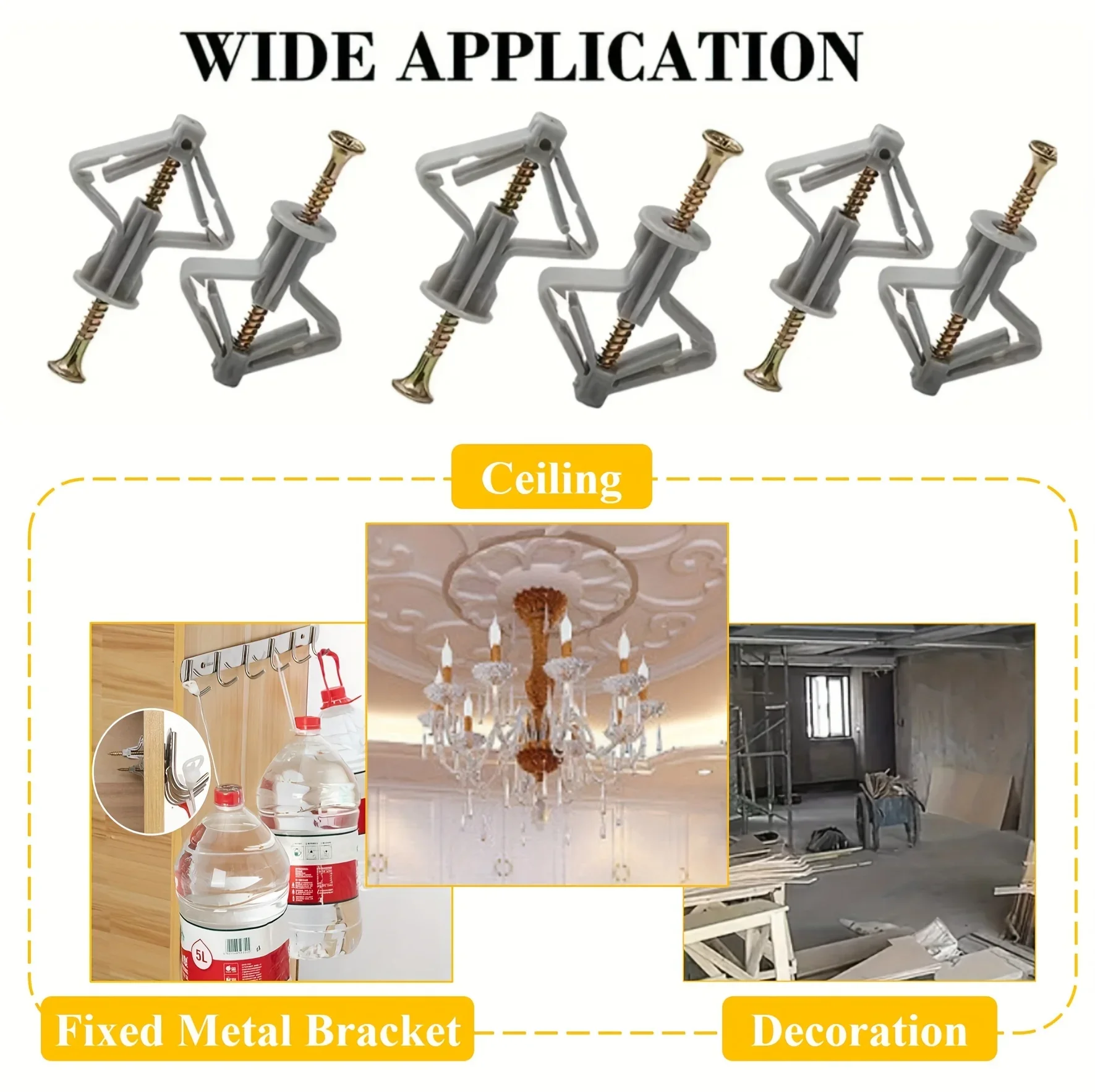 Description Picture 5 of item10Sets m3.5 Hollow-Wall Anchors Drywall Anchor Kit With Screws Expansion Tube Pipe Self Drilling With Zinc Plated Screws
