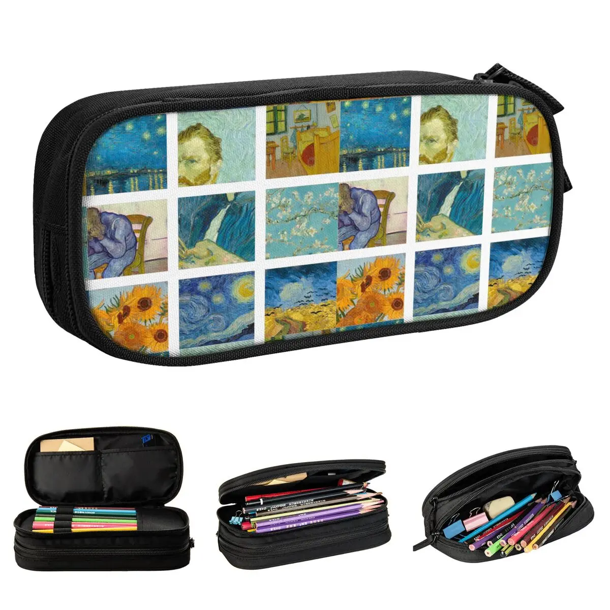 

Van Gogh Paint Sunflowers Pencil Case Portrait Art Pencil Pouch Pen Holder Student Big Capacity Bags School Supplies Stationery