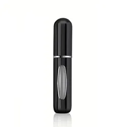 Compact Refillable Aluminum Perfume Atomizer - 5ml Travel - Ready Scent Dispenser (1 Piece Black)