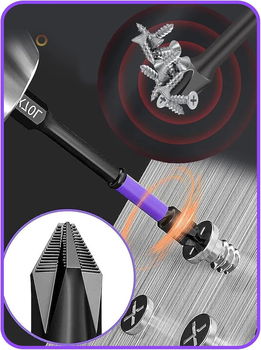 Drill Bit Set 6pcs Magnetic D1 Alloy Steel Impact Resistance Long Cross Driver Bits 1/4in Hex Shank Drills