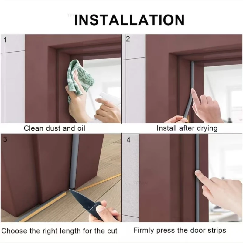 6m/12m/24m Weather Stripping Door Seal Strip Diep Self-adhesive Draft Stopper Tape Window Insulation Noise Rubber Sealing Strip