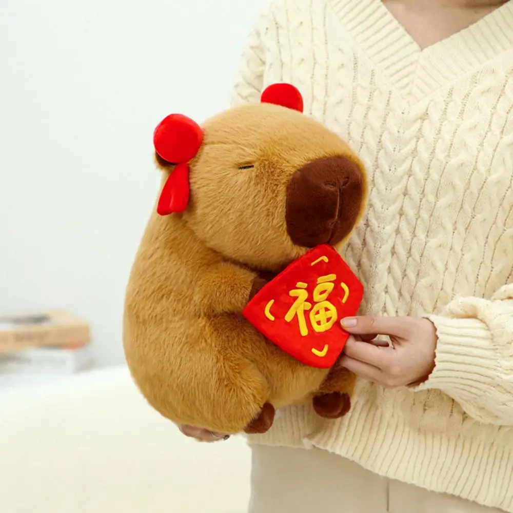 Sleeping Pillow New Year Style Capybara Doll Stuffed Soft Simulation Capybara 30cm PP Cotton Stuffed Capybara Doll Christmas