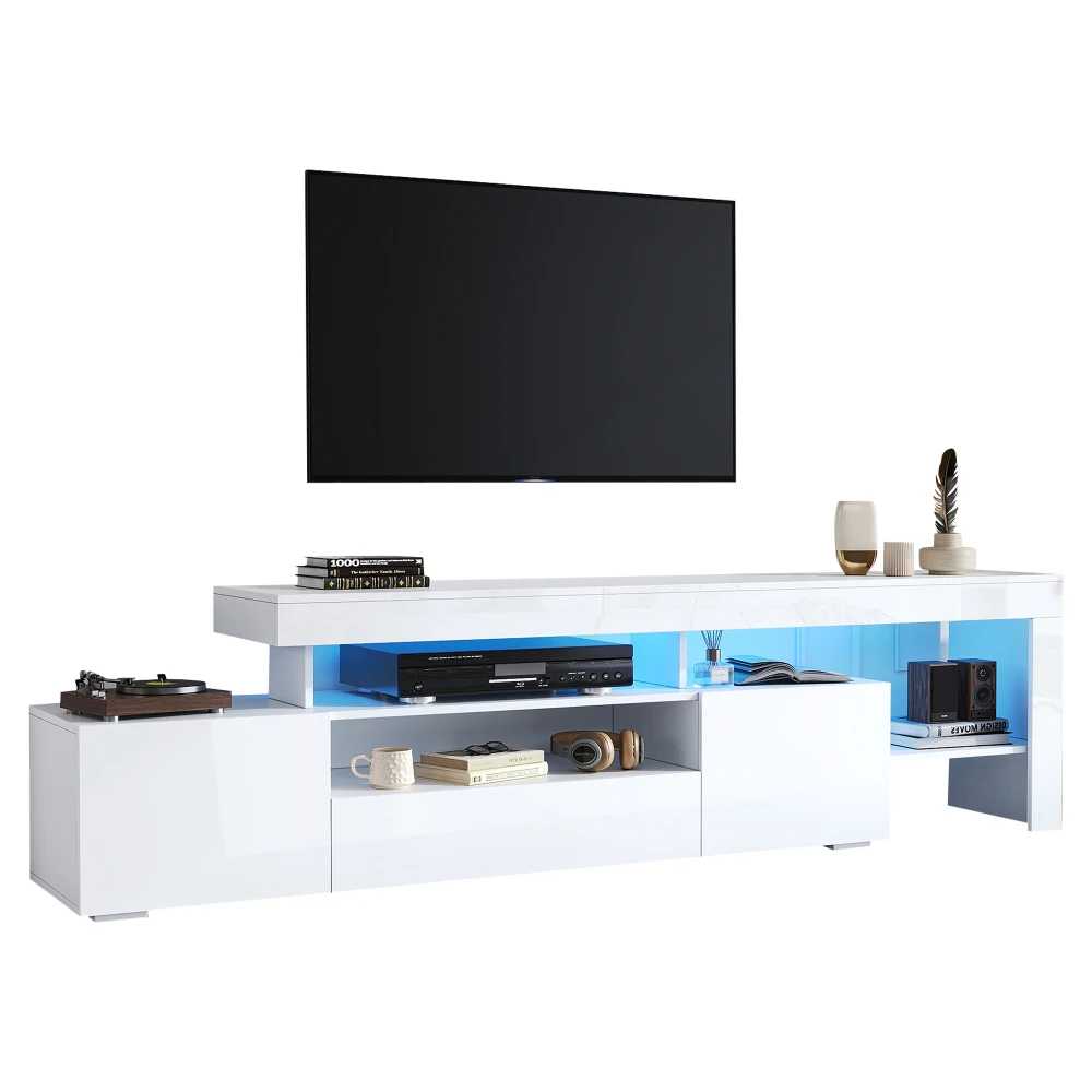 Moderner Hochglanz-LED-Lowboard-TV-Schrank – 192 x 37 x 53 cm, mit Schränken und Kommoden, passend für 85 Zoll, praktisches Wohnzimmer – Detail 24