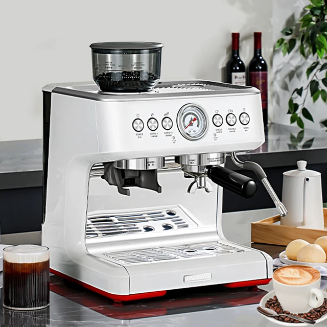 Máquina de café Espresso con molinillo de café, vaporizador de leche,  semiautomática, eléctrica, italiana, 20bar - AliExpress