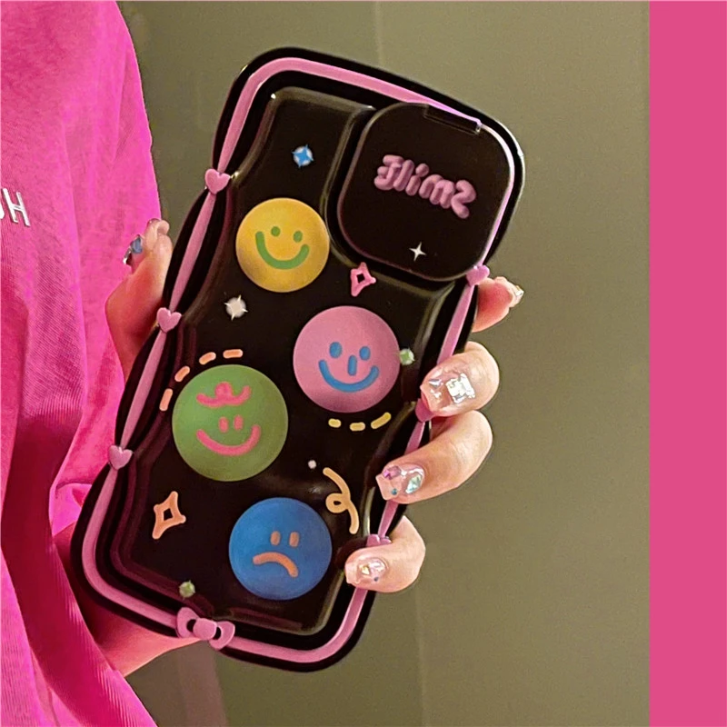 Luxury Candy Cute Mirror Funny Smiley Face Phone Case For iPhone 12 13