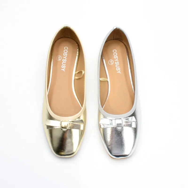 Square Toe Women Ballet Shoes Fashion Bowtie Soft Sole Leather Loafers Woman Slip on Spring Summer Shallow Women's Flats Shoes