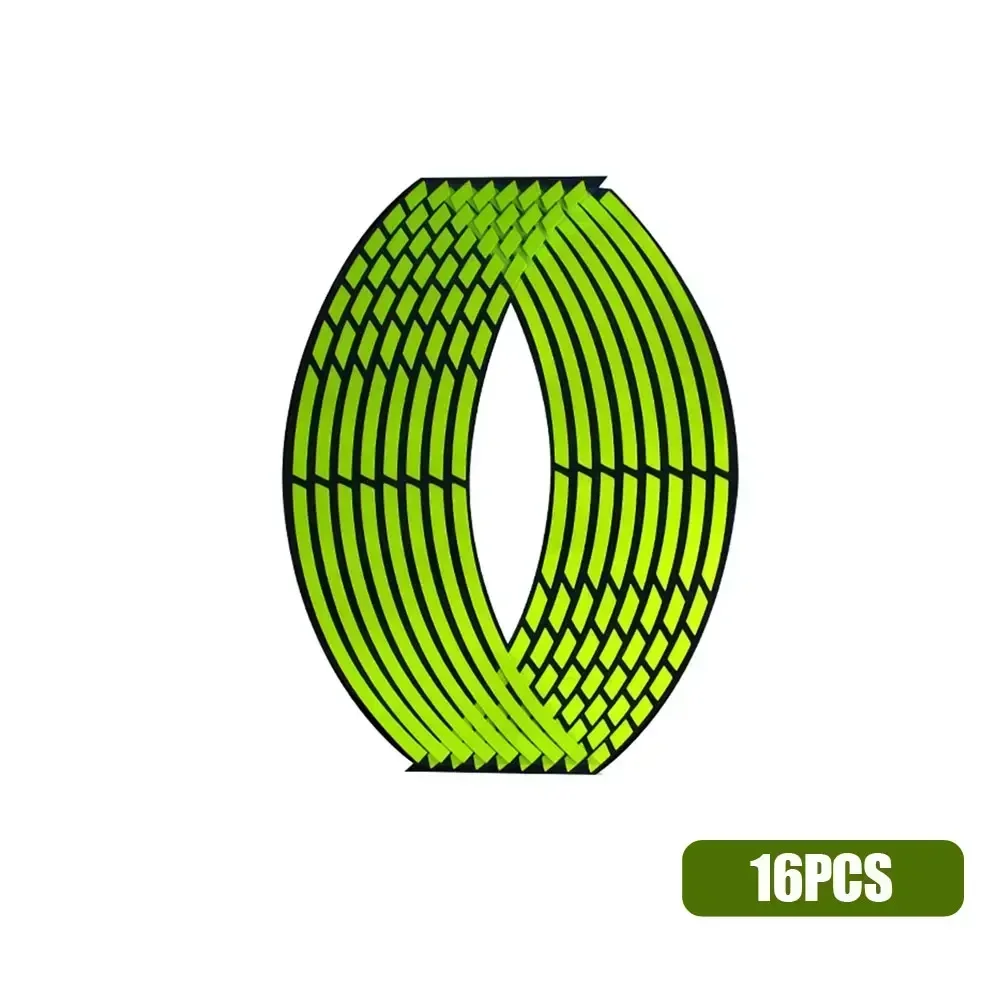Universal Reflective Fluorescent Green Wheel Rim Decorative Strips - 18''