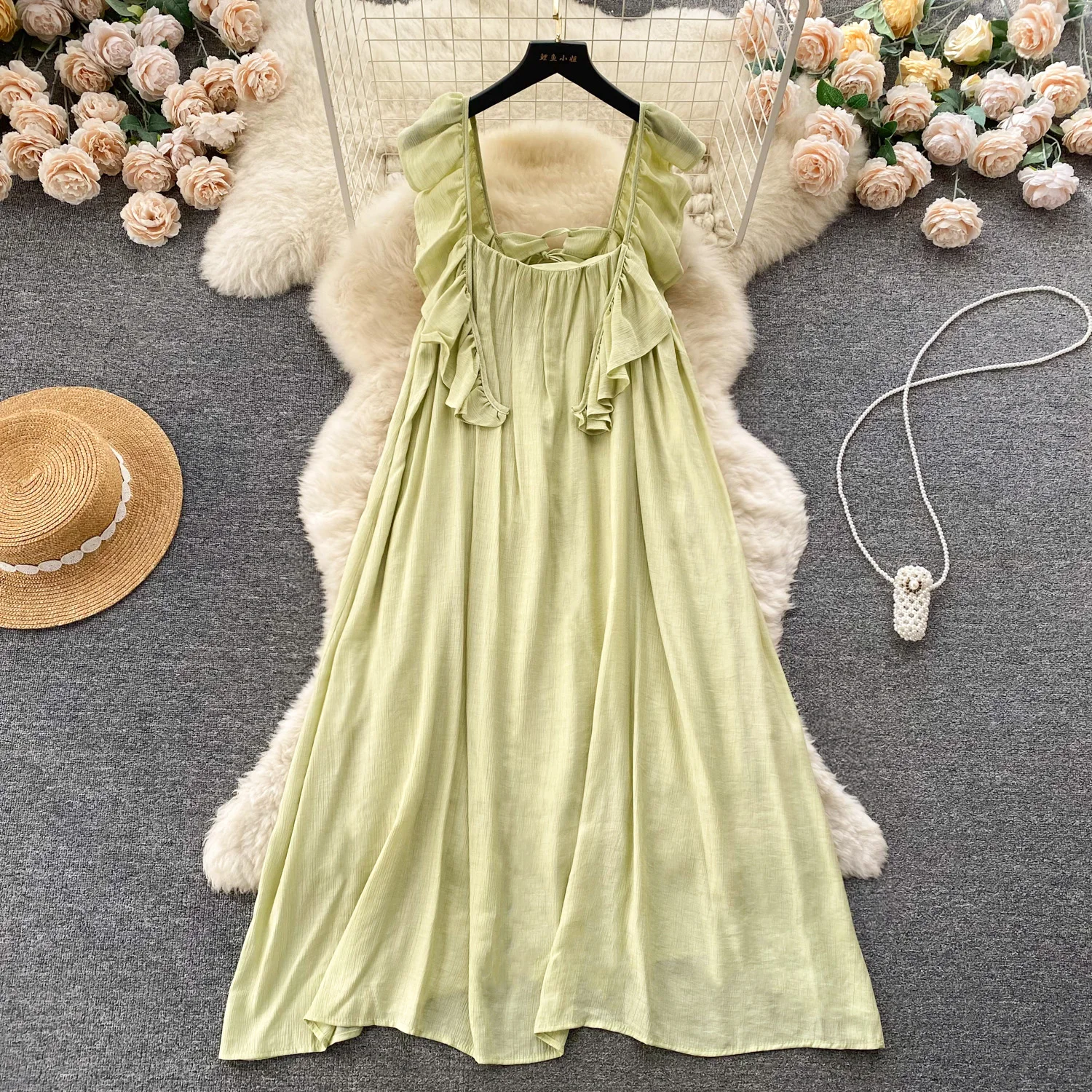 

New fashion dress Femininity Loose sweet ruffled slip dress