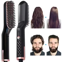 Hair Straightening Irons Beard Grooming Kit Boy Multifunctional Men Beard Straightener Styling Professional Brush Hair Hot Comb 2