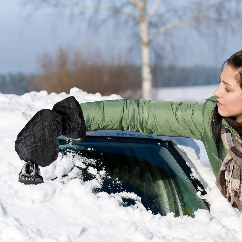 Car Windshield Ice Scraper Mitt Waterproof Snow Shovel Brush With Warm Gloves Scratch-Free Snow Removal Tools for Car Cleaning windshield shovel snow shovel car snow brush snow ice scraper