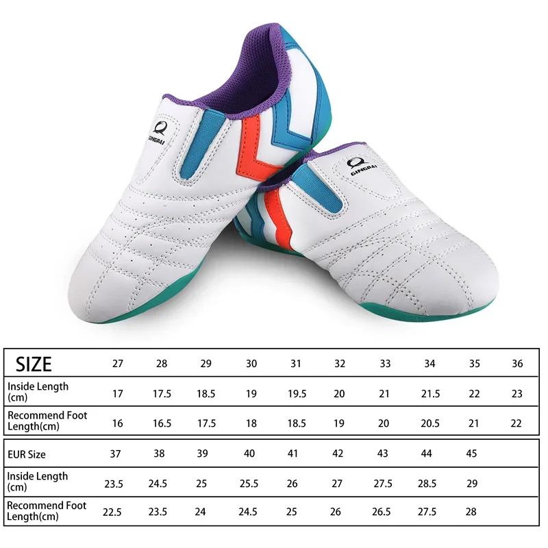 Description Picture 2 of itemSizes 27-45 strip breathable Taekwondo Shoes Martial Arts Sneaker adult kids sport shoes Professional Training Competition shoes