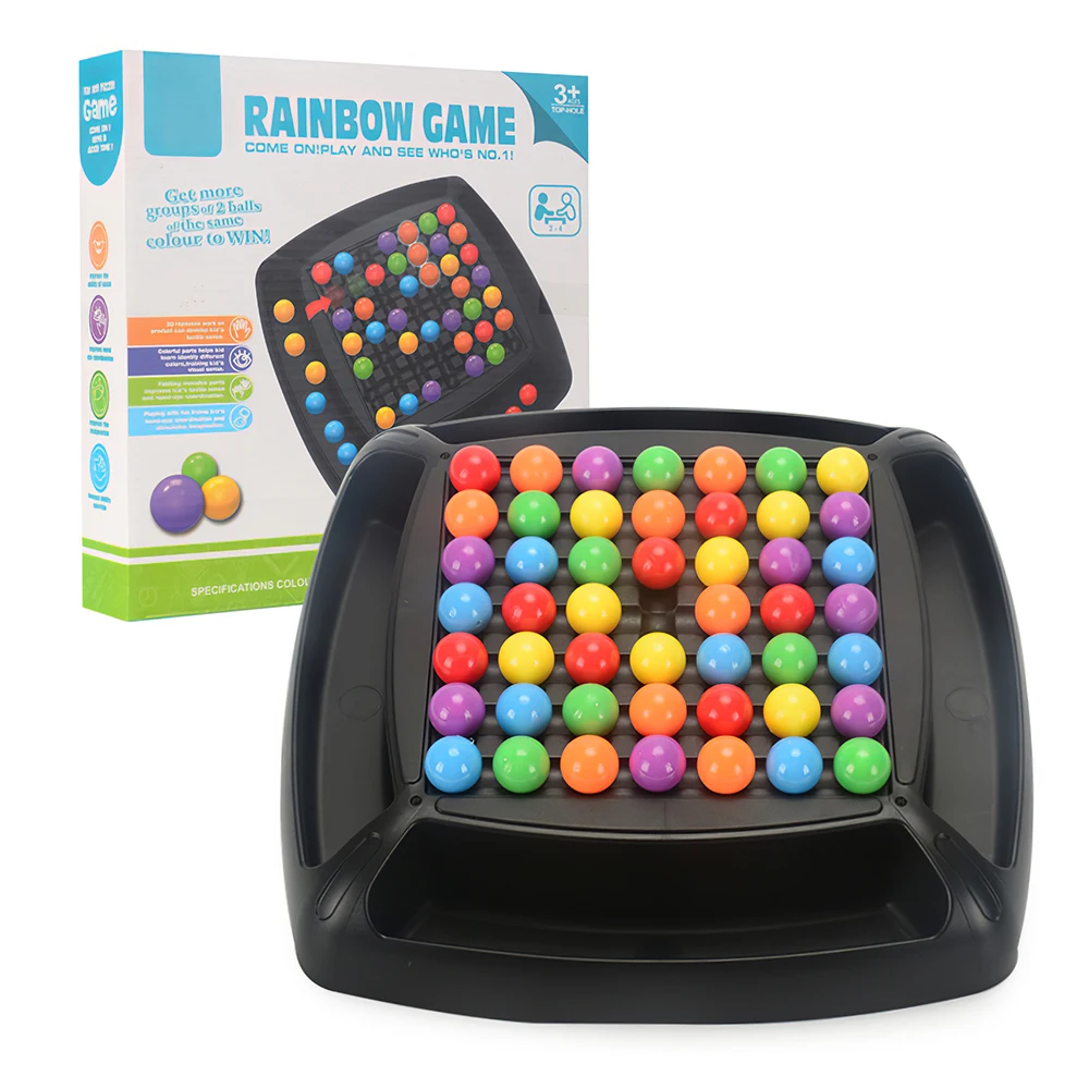 luning Jogo de tabuleiro com contas de arco-íris, brinquedo de xadrez  mágico, brinquedo de habilidades cognitivas de cores, jogo de xadrez  arco-íris, jogo educativo de eliminação de bolas de arco-íris, brinquedo  educativo