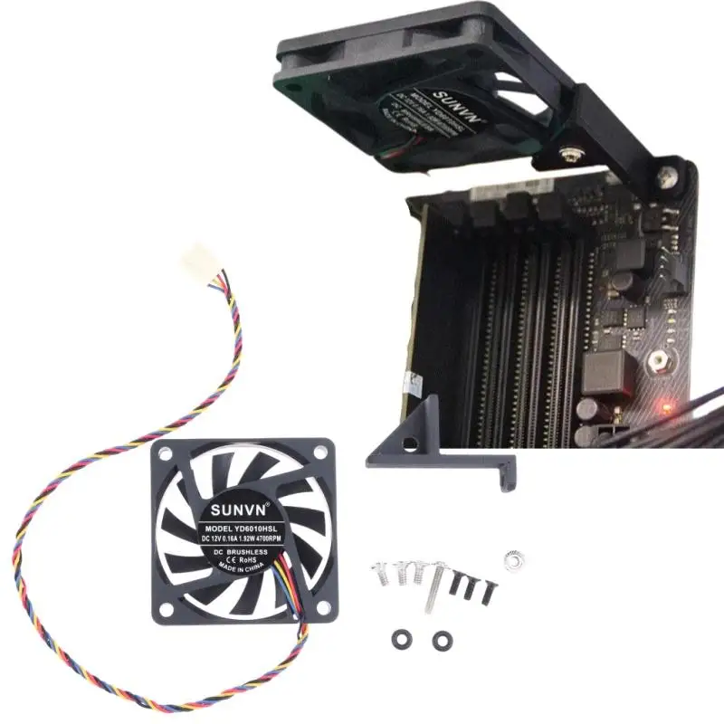 1 세트 DDR 냉각 팬 모듈 마더보드 메모리 냉각 조절 가능 단일 레그 스티어링 메모리 MOSFET 냉각 브래킷