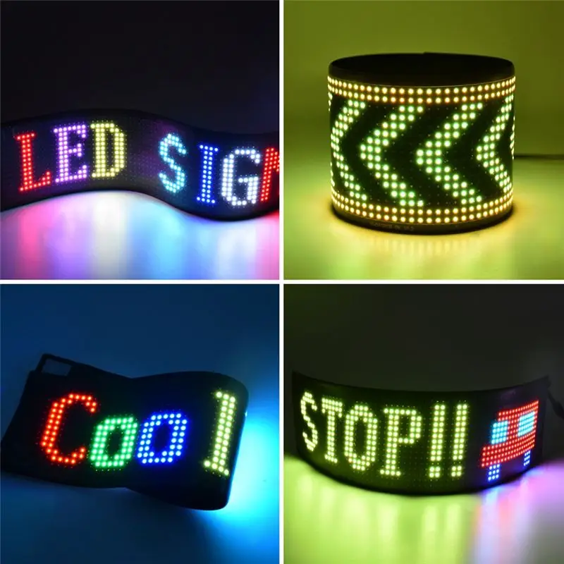 AEF1-LED 픽셀 패널, USB 5V 유연한 LED 모듈 RGB 스크롤 텍스트 애니메이션 디스플레이, 블루투스 앱, 16X64 LED 9.2X37.2 Cm 내구성