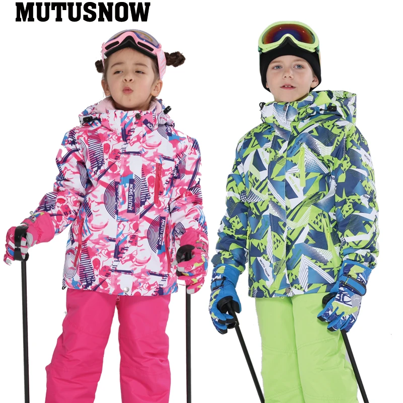 Chaqueta de esquí para niños, ropa impermeable a prueba de viento, pantalones de esquí para niños y niñas, abrigo cálido de esquí para snowboard al aire invierno a 30 grados|Chaquetas