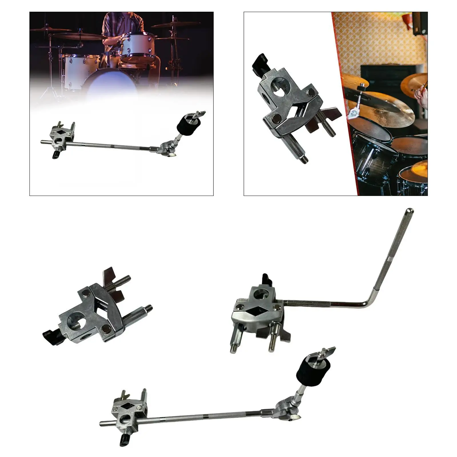 Drum Cymbal Extension Clamp Accessories Metal Musical Instrument Adjustable Bracket Cowbell Mounting Bracket Cymbal Arm Clamp