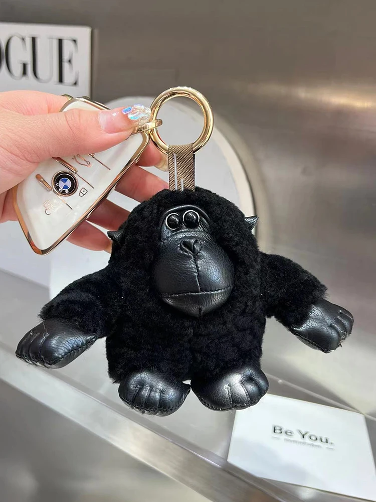 Cute Gorilla Real Wool Fur Key Chains Women Bag Charm Pendant Men Car  Keyring Rearview Mirrors Ornaments Plush Monkey Toy Gifts - AliExpress