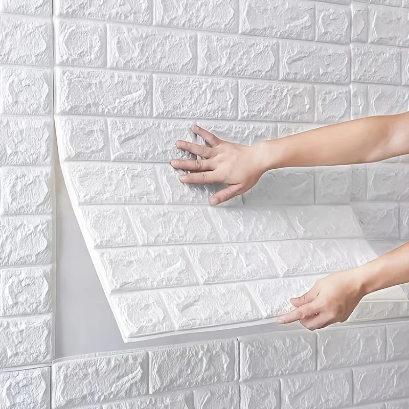 

10pcs DIY 3D Foam Brick Soft Wallpaper Wall Sticker Wall Panel Peel Adhesive Mould Proof Room Home Living Room Bathroom Kitchen