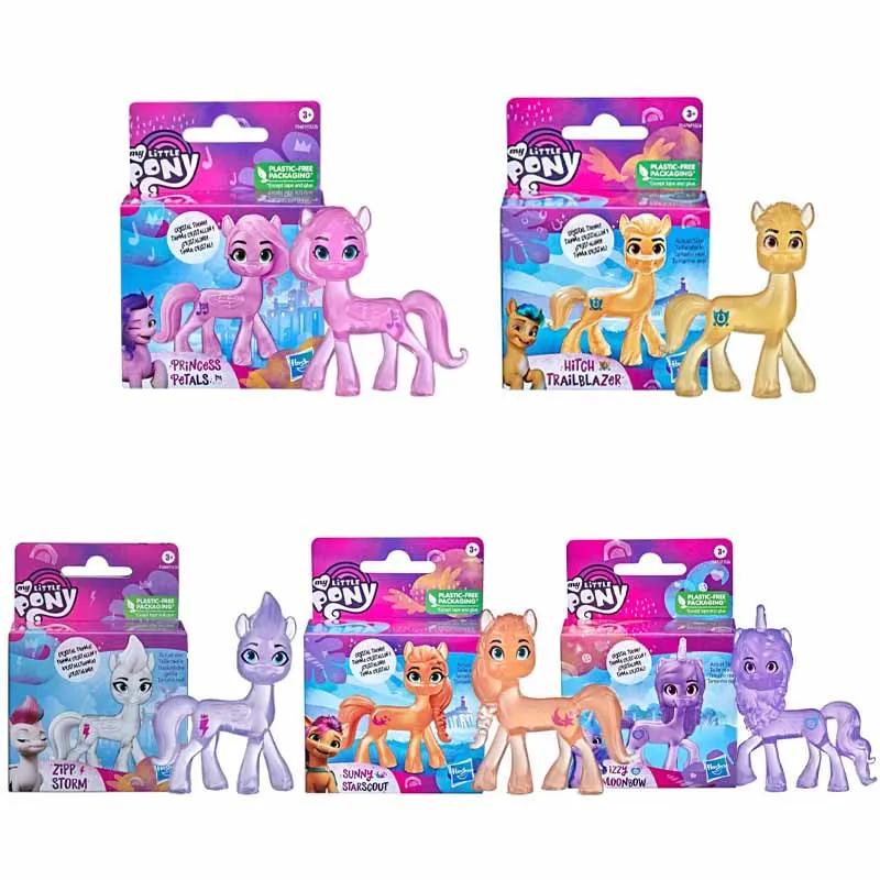 

6.5Cm Original Hasbro My Little Pony Movie Crystal Pony Princess Petals Izzy Moonbow Hitch Trailblazer Sunny Starscout Figure