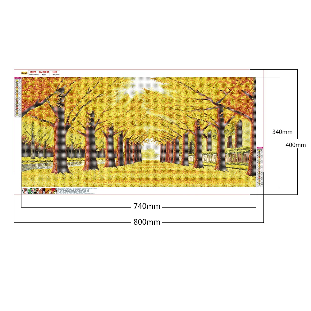 Handmade Yellow Leaves Road 5D DIY Full Round Drill Drawing Kit Diamond Painting