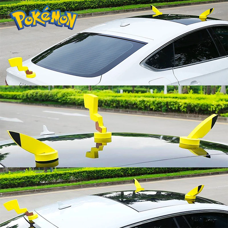 

Pokemon Kawaii 3D Stickers Pokémon Anime Toy Figure Cute Pikachu Ears Tail Car Roof Exterior Decoration Cartoon Soft Stickers