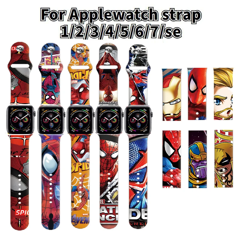 

For Apple Watch Strap Silicone Printing Disney Spiderman Venom Watch Bands Iwatch7/6/5/4/3/2/SE 38-49MM
