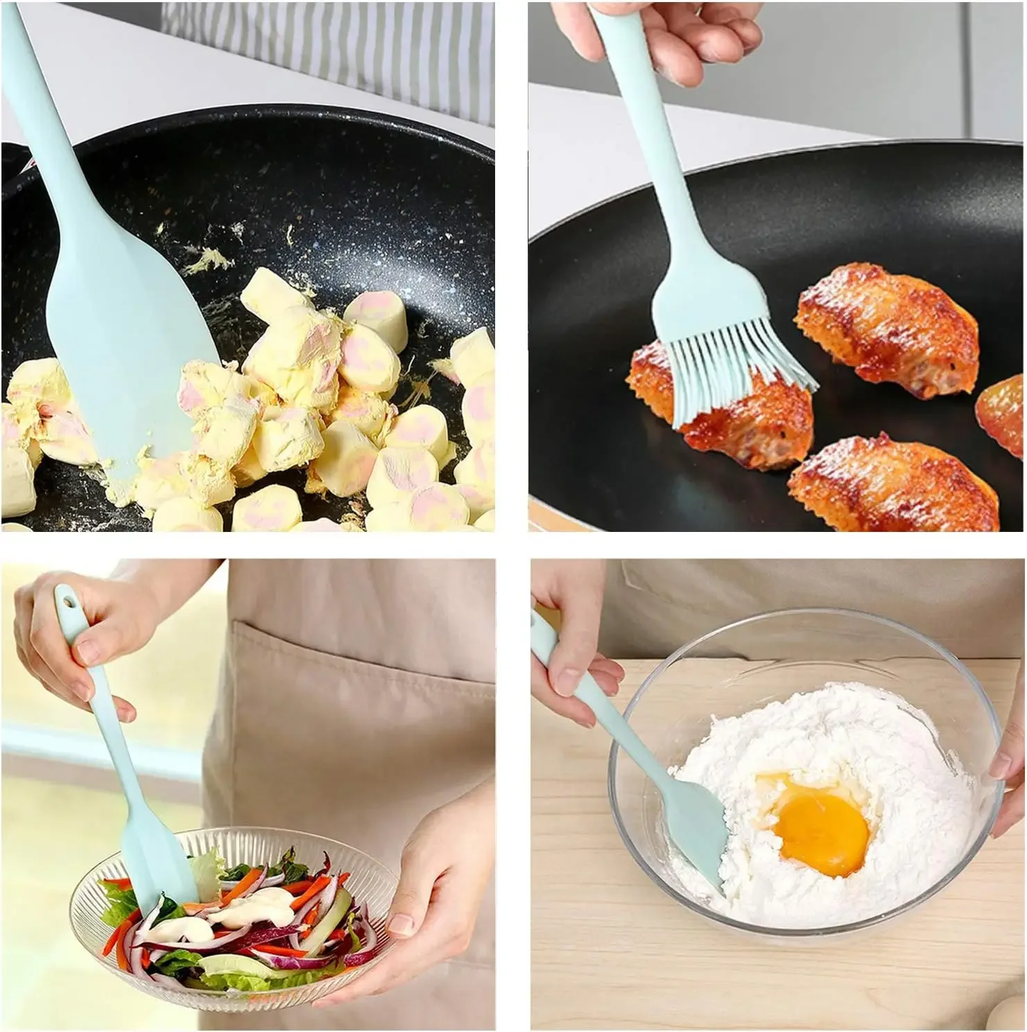 Silicone Spatula Set Food Grade Non-Stick Heat Resistant Baking Tools 09
