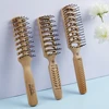 Fluffy Hair Brush Salon Hairdressing Comb Massage Ribs Hair Comb Scalp Barber Hair Styling Hair Comb Wood Handle Hollow Brush