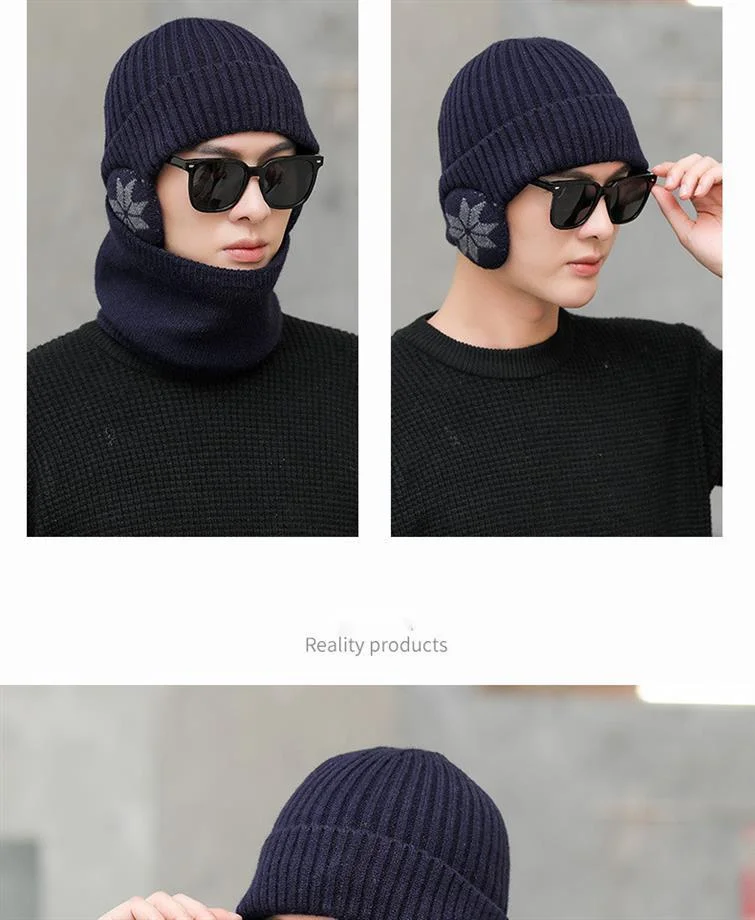 Neue heiße verkaufende Winter-heiße Art-warme gestrickte Wollmütze-Männerplüsch-verdickte Gehörschutz-Hut-Kinderkoreanische Version des großen Stirnband-Mode_voghion.com