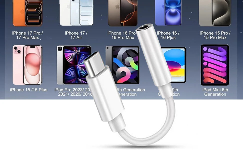 USB C-3.5mm 오디오 어댑터, USB C-헤드폰 잭 어댑터, Type C Aux 오디오 동글 케이블 코드 호환 가능. USB A to C 어댑터 포함