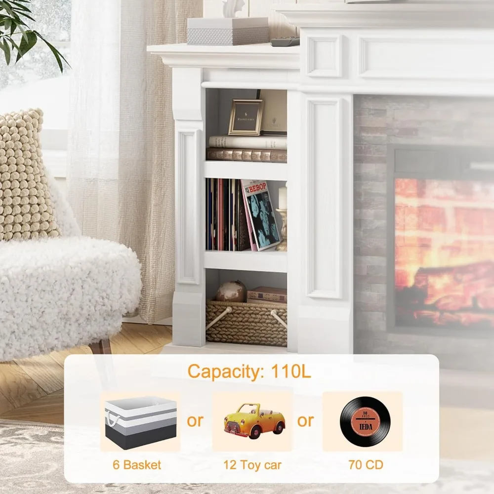 70" Electric Fireplace with Mantel, Fireplace TV Stand for TVs Up to 80 Inch, Modern Entertainment Center with Storage 4
