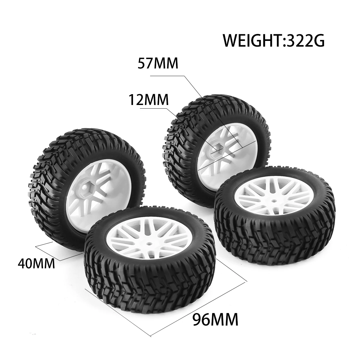 4pcs 96mm Short Course Truck Tire Tyre Wheel 12mm Hex For HSP 94107 94155 HPI Wltoys 144001 144010 124007 124019 12428 RC Car