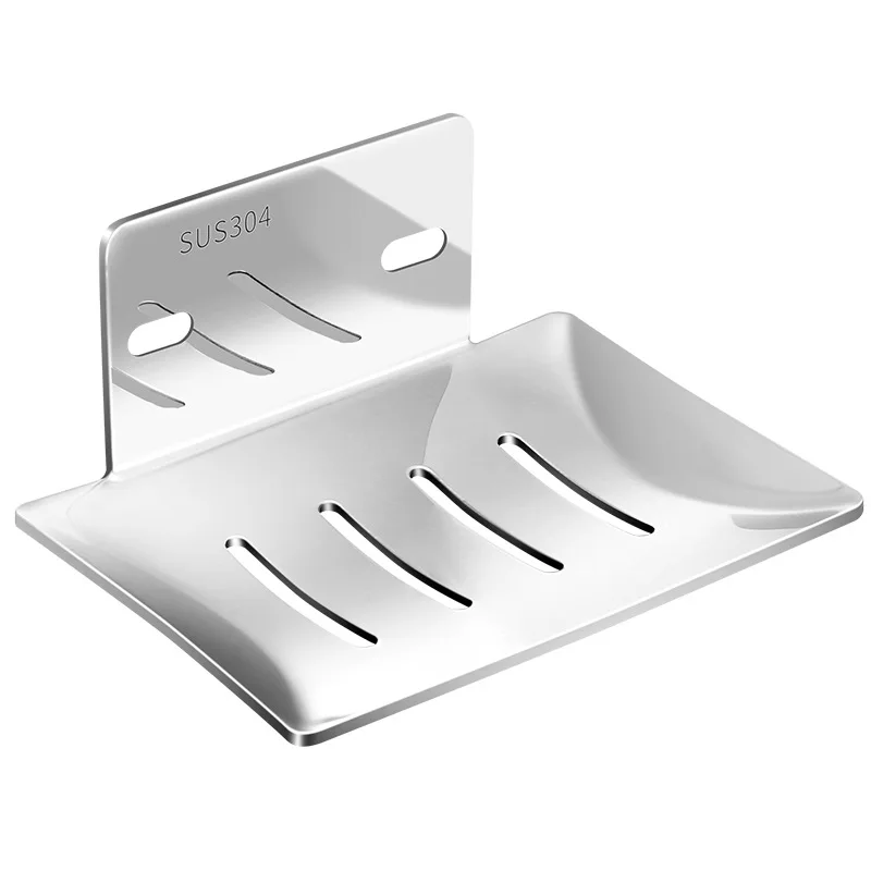 Soap Holder Soap Dish Rack Stainless Steel Perforated Free Soap Rack Wall-mounted Soap Dish Holder Self Adhesive Dishes Bathroom Accessories