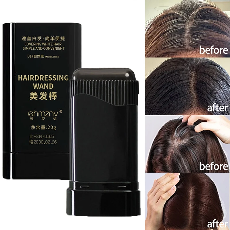 2in1 Hair Dye Stick with Comb Black Brown Coffee Long Lasting Temporary Hair Coloring Covered White Hairs Hairline Pen Washable