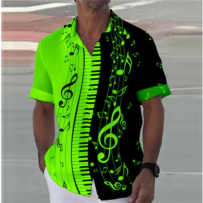 8 Colors 2024 Summer Note Shirt Piano 3D Printed Streetwear Men Women Fashion Oversized Short Sleeve Tops Clothing S-5XL 6