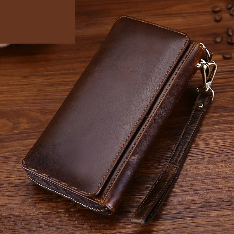 

Wallet Men Genuine Leather Zipper Short business retro leather Clutch Multi-Card Slot Long Wallets Mobile Phone Bag Coin Purses