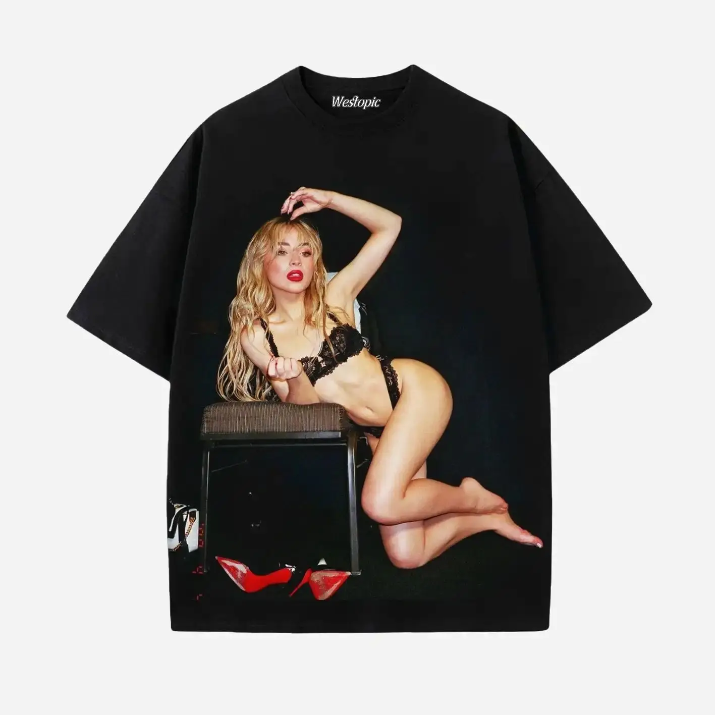 High Street Hip Hop Damenbekleidung SABRINA CARPENTER T-Shirt Hot Sale Damen T-Shirt Casual Übergroßes Baumwoll-T-Shirt Unisex – Detail 2