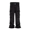 Hi Street Cargo Washed Jeans Pants Multi Pockets Streetwear Denim Trousers For Male Patchwork 1