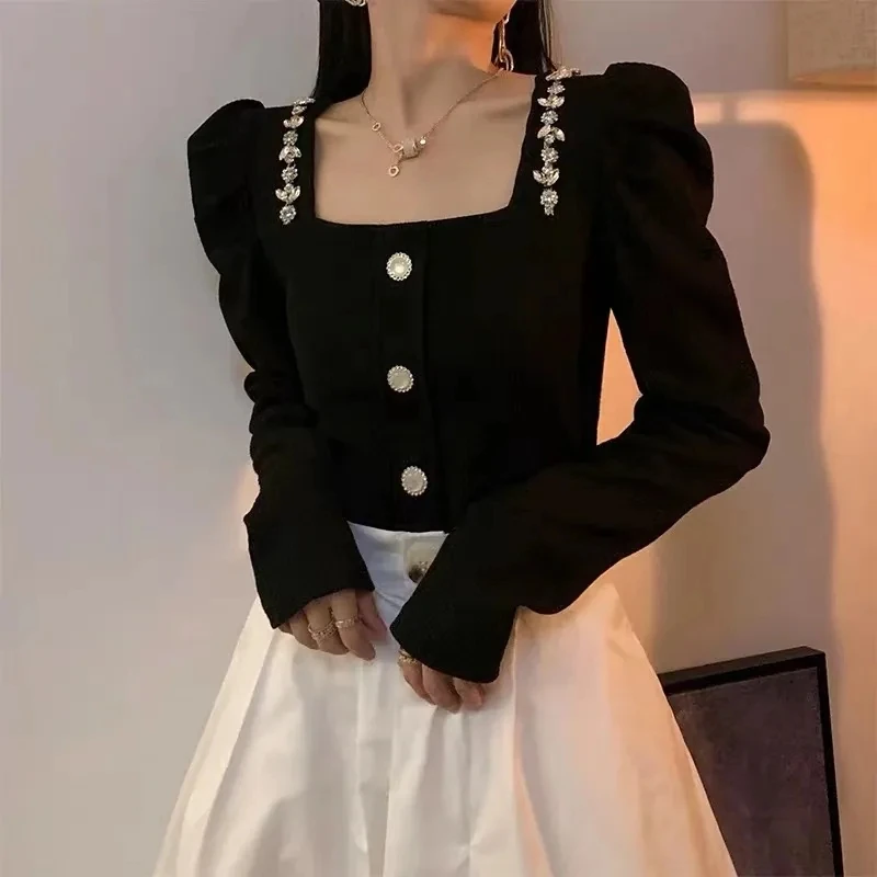 

Блузка с квадратным вырезом, в Корейском стиле