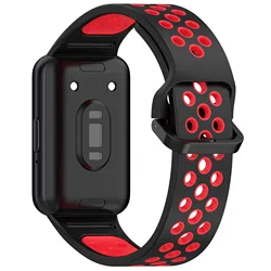 Two-Color Silicone Sport Bracelet Watchband Strap for Samsung Galaxy Fit 3 (Black red)