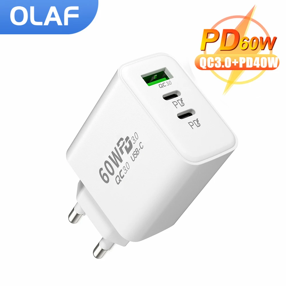 Olaf PD 60W USB C Charger Fast Charging Type C Charger Quick charge 3.0 Phone Charger Adapter For iPhone Xiaomi Huawei Samsung