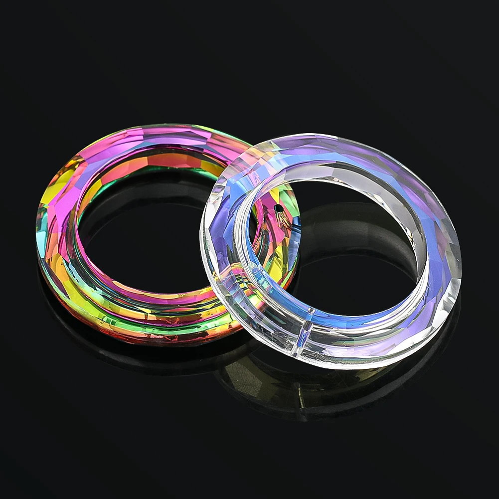 1PC 50MM Rainbow AB Color Cirque Circle Round Glass Crystal Pendant Faceted Prism Ring Aurora Suncatcher Chandelier Curtain Part muy bien 50mm circle sun catcher crystal prisms faceted glass ring chandelier crystals lamp parts drops hanging pendant decor