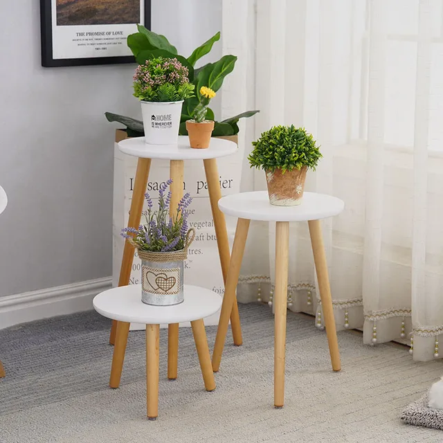 Solid Wood Flower Stand, Plant Stand, Flower Pot,Garden Decoration, Bonsai Display Stand Living Room Balcony Flower Stand Stool Wood color