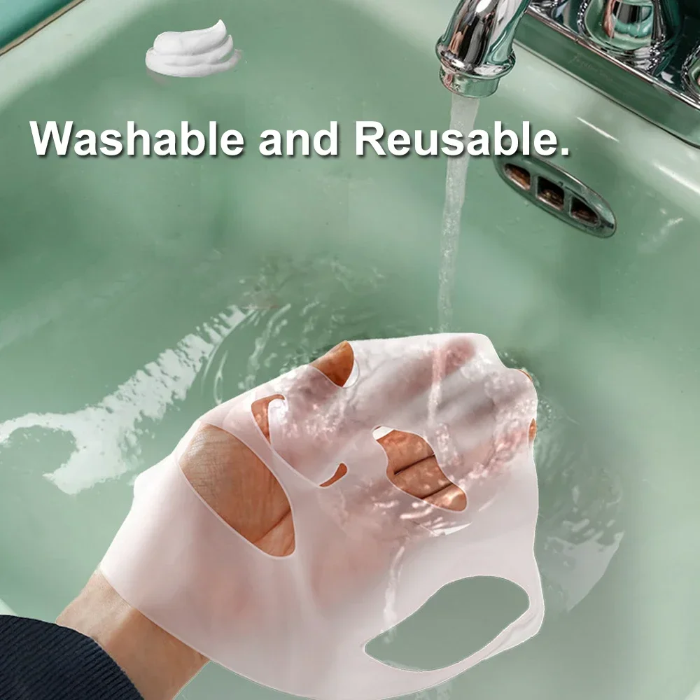 Silicone Face Mask Cover Reusable Anti-Wrinkle Face Mask Holder for Sheet Masks Moisturizing Facial Mask Beauty Spa Face Tools