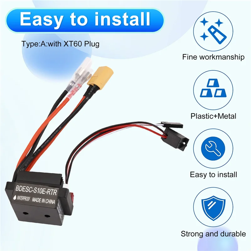 【핫셀】2X RC 취미 60A ESC 브러시 모터 속도 컨트롤러, 2A BEC 고전압 6-12V 브러시 ESC, RC 선박 및 RC 자동차 ESC,A