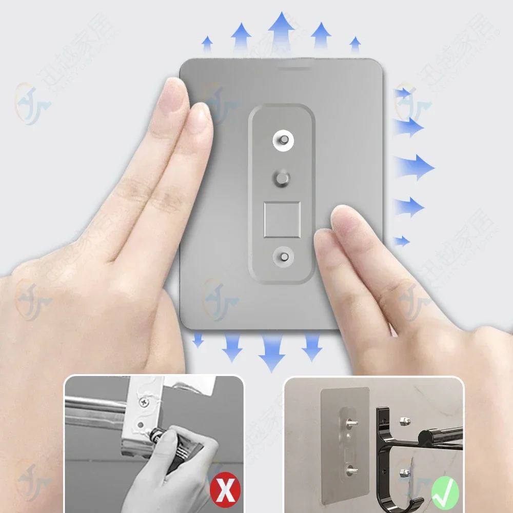 Punch-free Towel Rack Home Patch Bar Matte Silver Space Aluminum Wall-mounted Clothes Hanger Toilet Storage Bathroom Holder